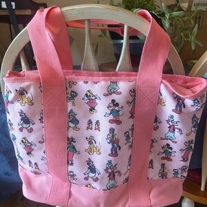 Pink Disney Character Canvas Tote Bag with Patterned Print